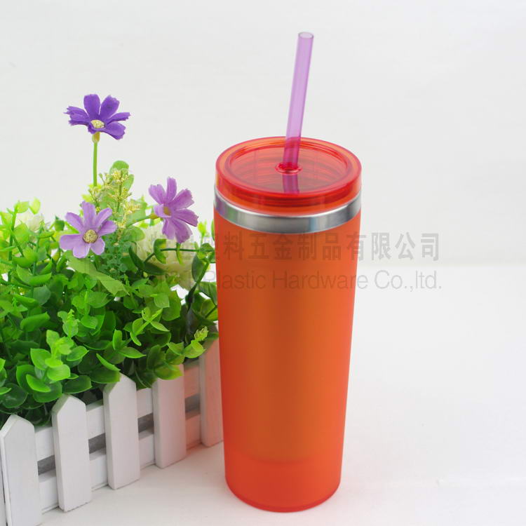 TT-C176 新款外塑內(nèi)鋼雙層吸管杯 450ML